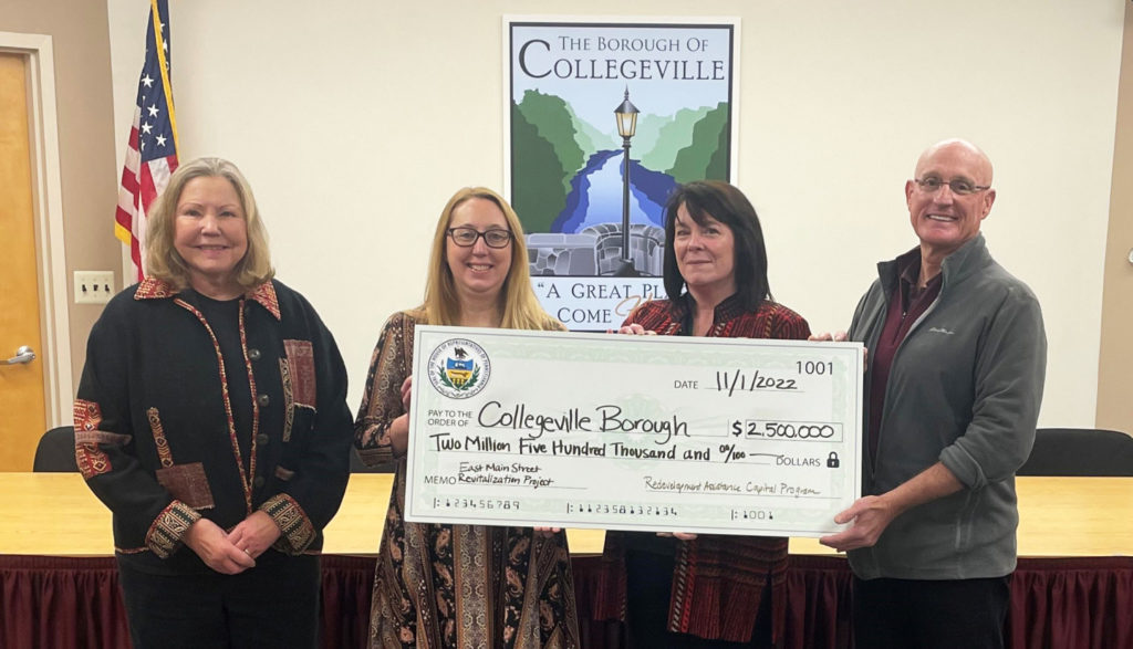 Rep. Joe Webster presents Collegeville Borough and Ursinus College with $2.5 million Grant check.