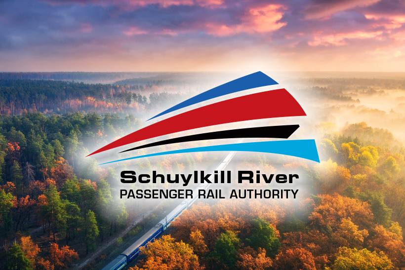 Schuylkill River Passenger Rail Authority logo over train